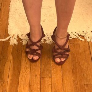 SCHUTZ Burgundy Heeled Sandals